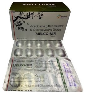Aceclofenac 100 mg + Paracetamol 325 mg + Chlorzoxazone 250 mg tab